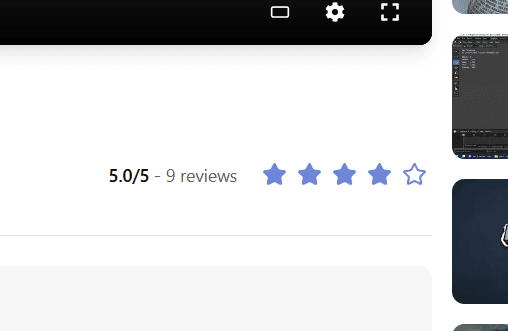 Star rating interface on a video